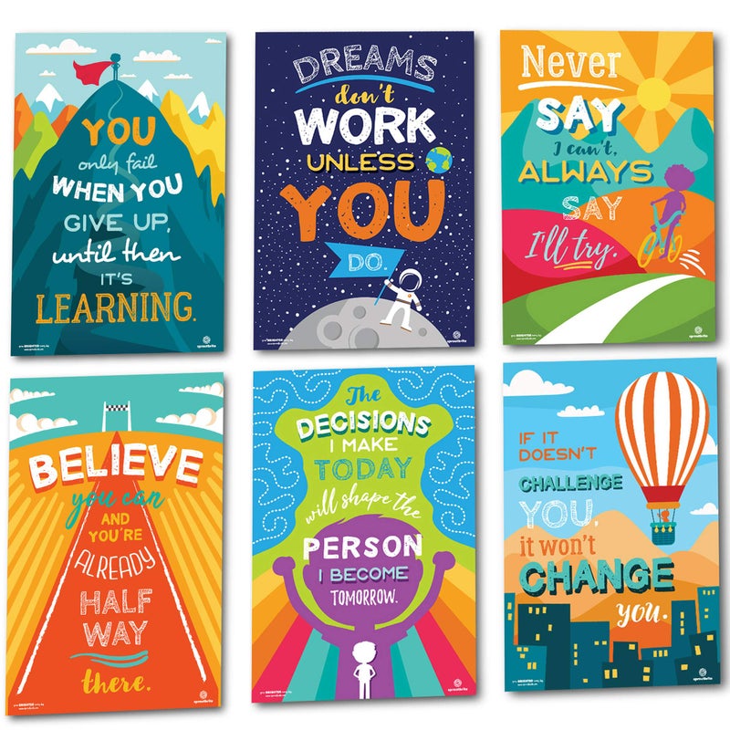 Sproutbrite Classroom Decorations - Motivational Posters - Educational and Inspirational Growth Mindset for Teacher and Students - Image 1